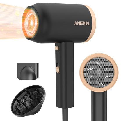 ANIEKIN Hair Dryer, 1875 Watts Fast Drying Blow Dryer with Diffuser and Concentrator, Compact Lightweight Hair Dryer for Women and Men