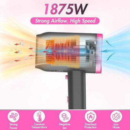 ANIEKIN Hair Dryer, 1875 Watts Fast Drying Blow Dryer with Diffuser and Concentrator, Compact Lightweight Hair Dryer for Women and Men